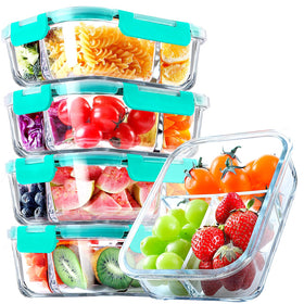 VERONES five-pack three-compartment glass container for organized meals