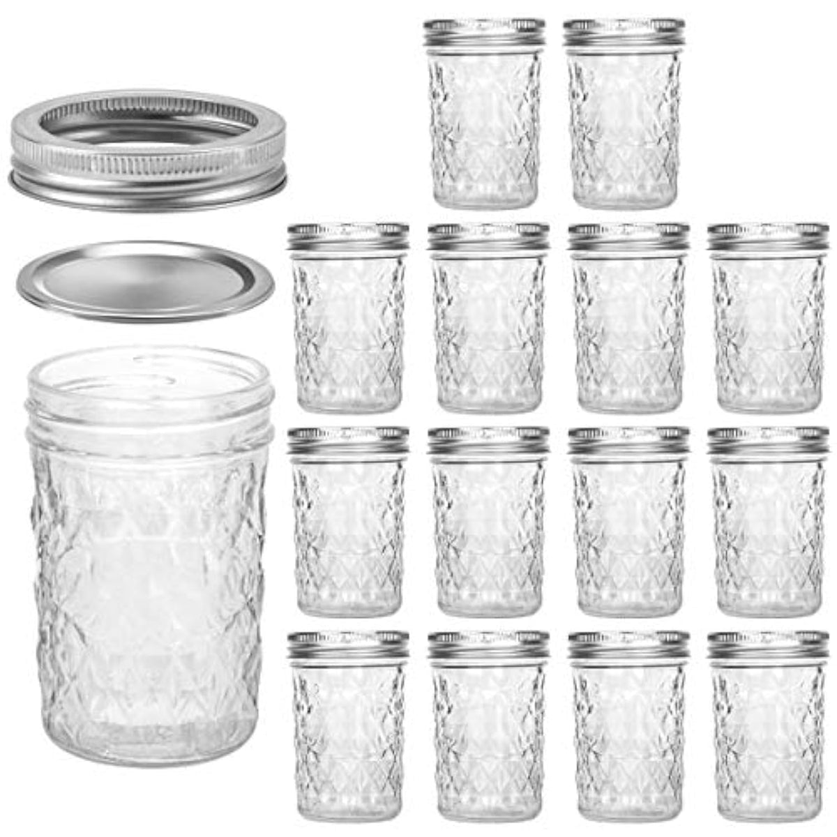 VERONES 8oz mason jar case 15 in clear glass, ideal for jam storage.