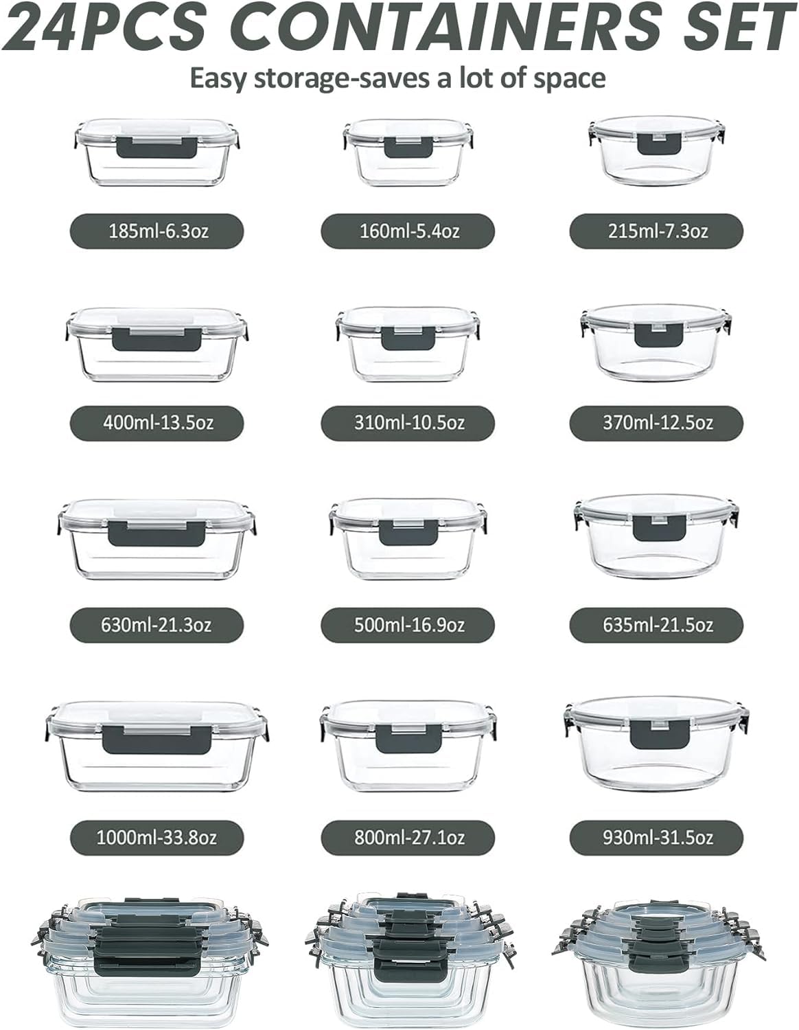 VERONES airtight BPA-free lids prevent leaks and keep contents fresh.