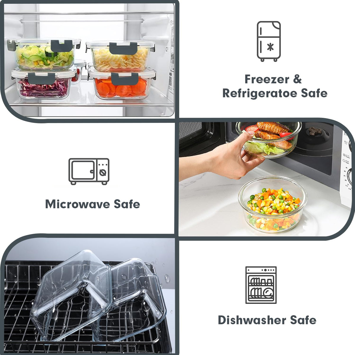 VERONES airtight BPA-free lids prevent leaks and preserve freshness.