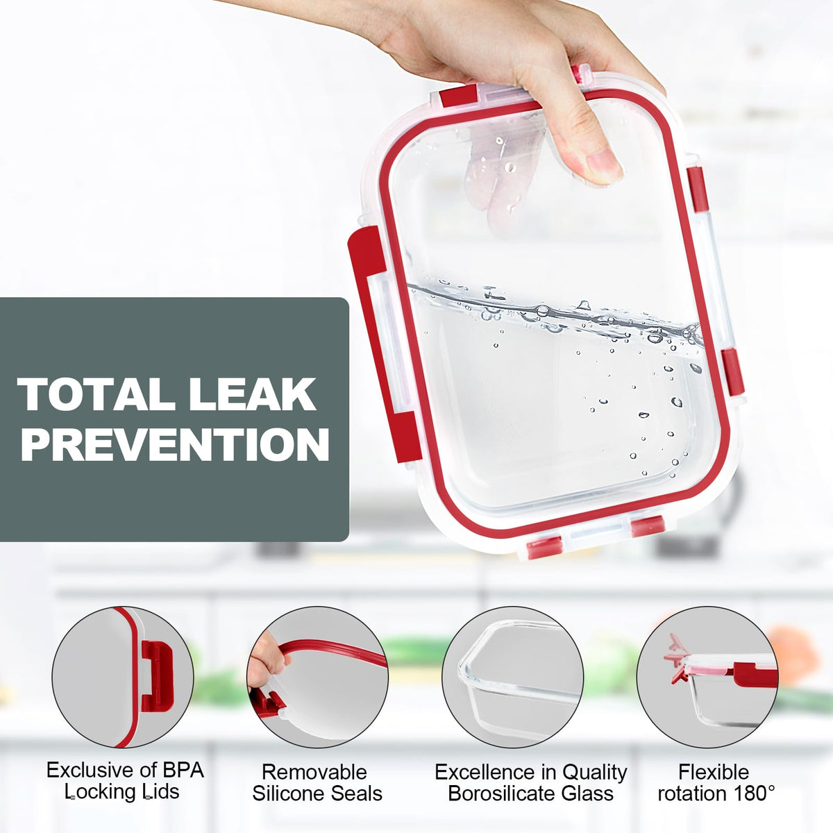 VERONES borosilicate glass construction withstands temperature changes for versatile storage.