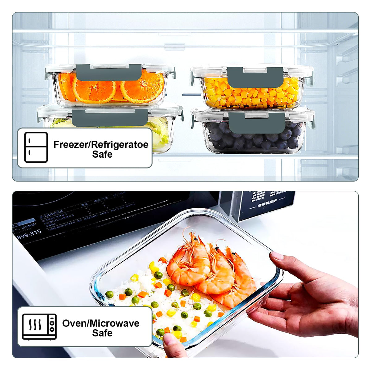 VERONES borosilicate glass construction for versatile oven and freezer use.