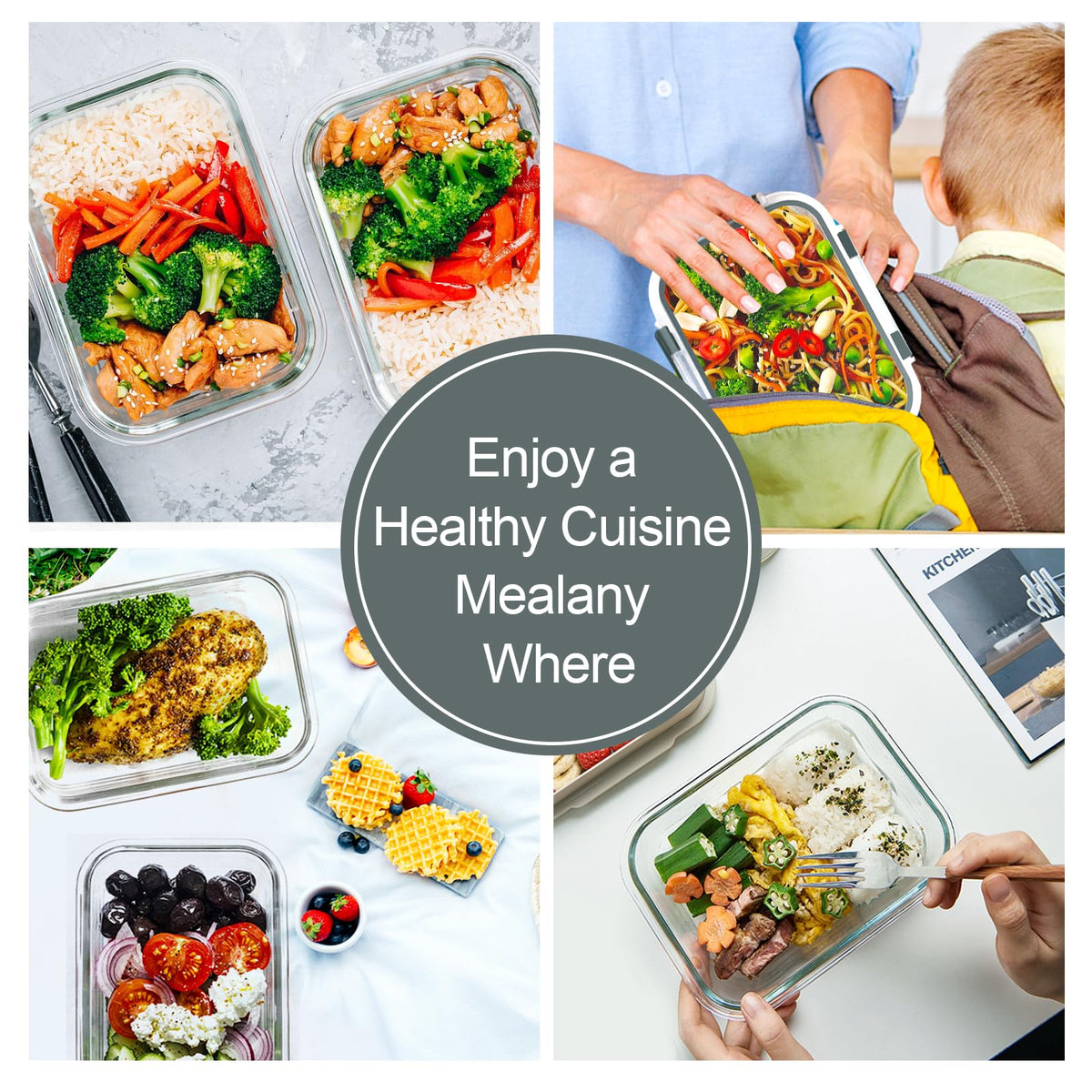 VERONES BPA-free glass containers suitable for freezing and reheating.