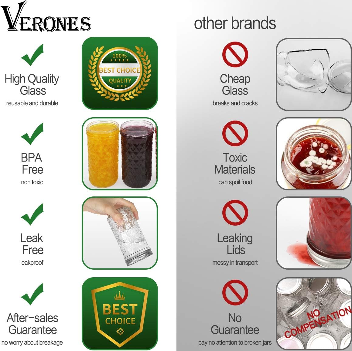 VERONES 12oz jar suitable for DIY candles and crafts