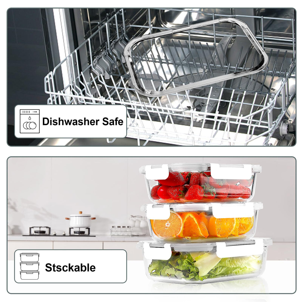 VERONES easy-to-clean glass containers simplify cleanup after meals