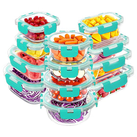 VERONES glass containers with locking lids prevent spills during meal prep.