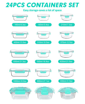 VERONES stackable glass containers save kitchen space.