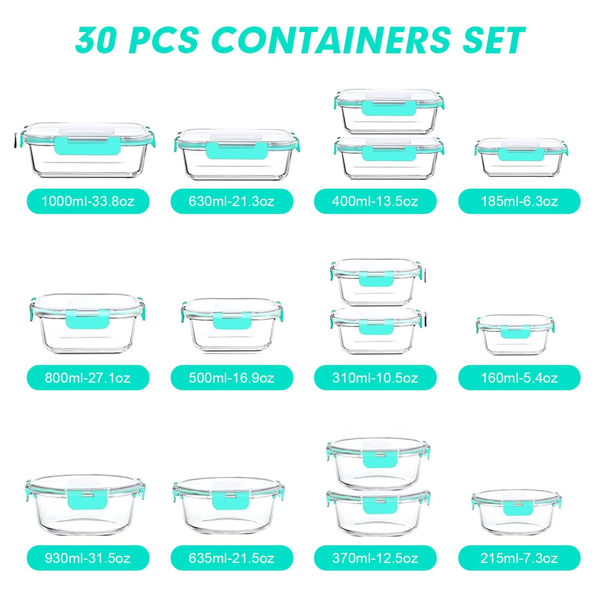 VERONES glass lunch containers with airtight lids prevent spills and keep food fresh.