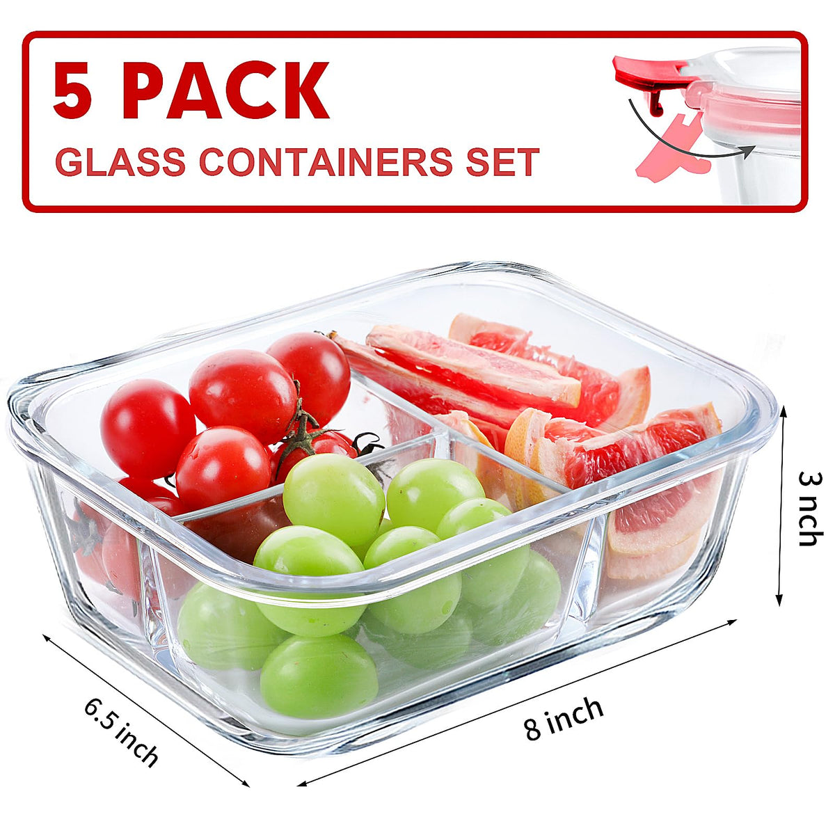 VERONES glass lunch containers with airtight locking lids to prevent leaks