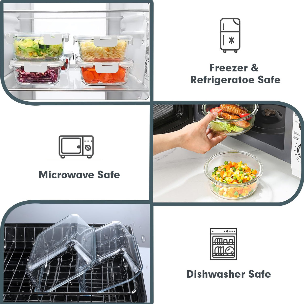 VERONES 13-5oz glass storage with locking lid for leftovers and snacks.