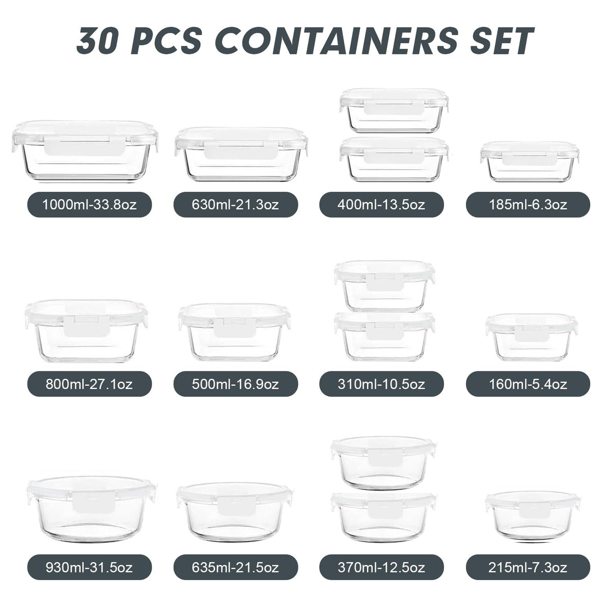 VERONES 21-3oz glass container for portioned meals and on the go lunches.