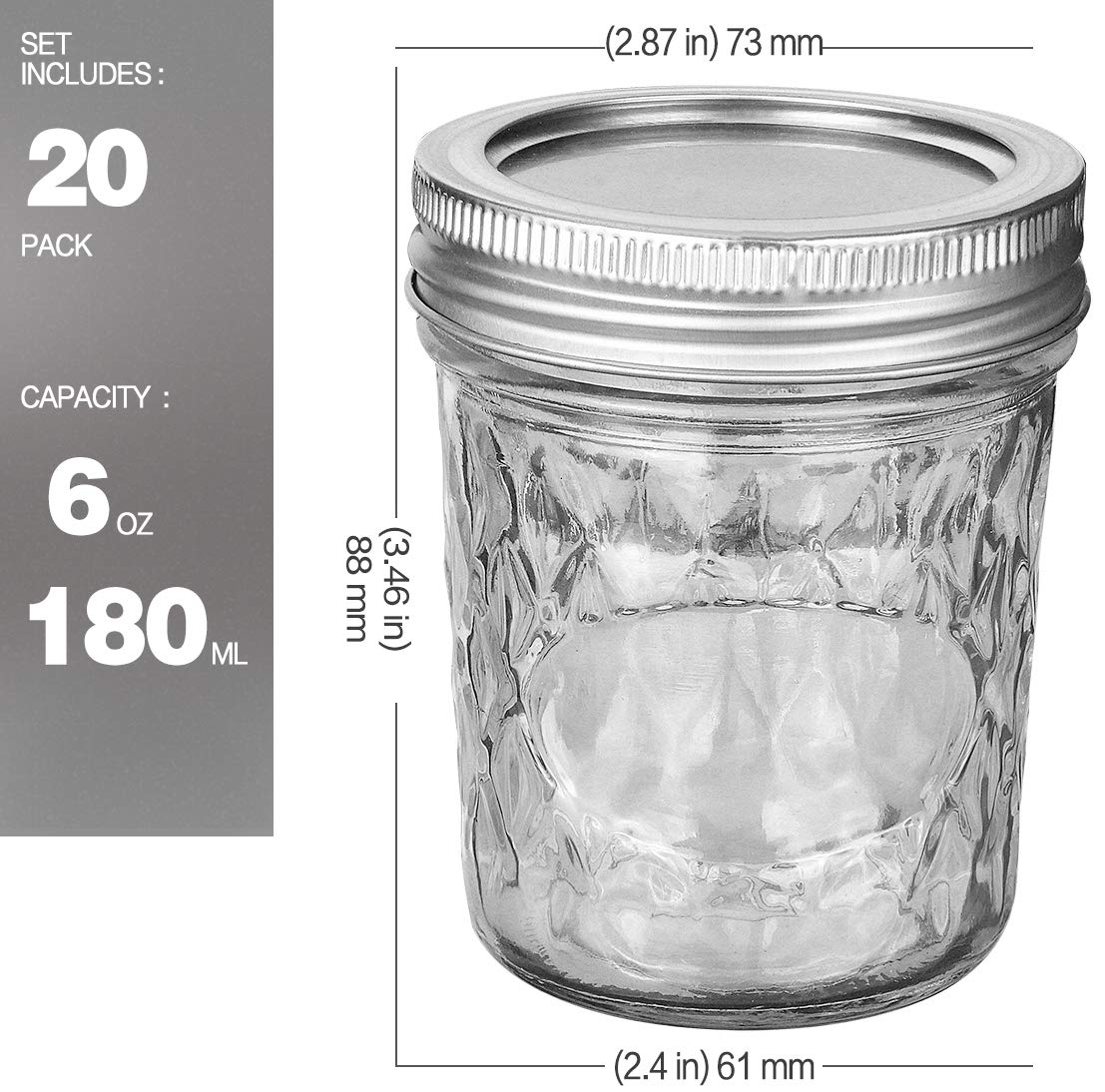 VERONES 6oz jars with silver lids for reliable sealing
