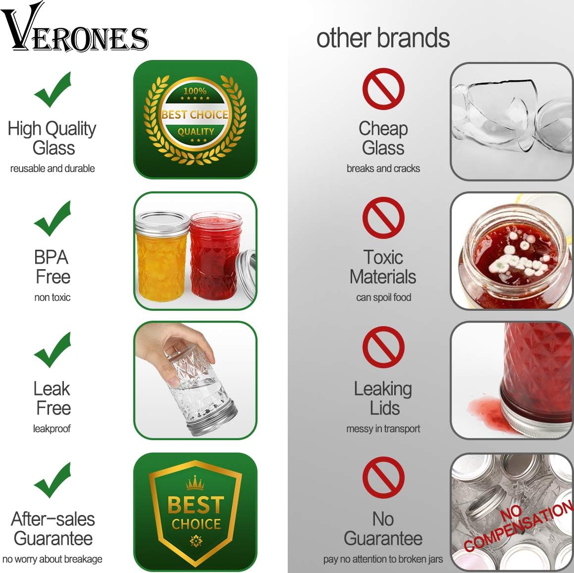 VERONES freezer-safe jar shows extended fridge and freezer storage options.