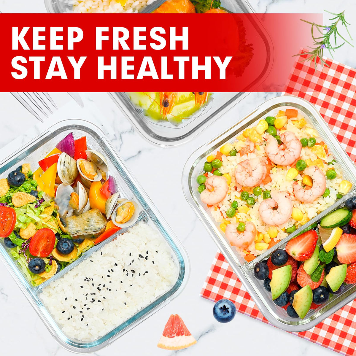 VERONES portable 36 oz containers ideal for office meals and travel.