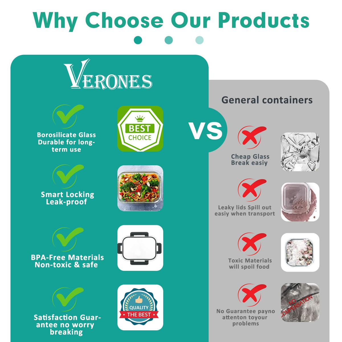VERONES non-toxic glass storage keeps flavors pure and safe for portable meals.
