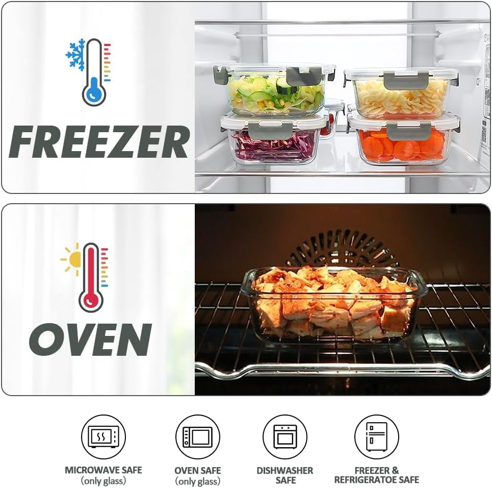 VERONES stacking glass containers save space in kitchen cabinets and bags.