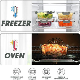 VERONES stacking glass containers save space in kitchen cabinets and bags.