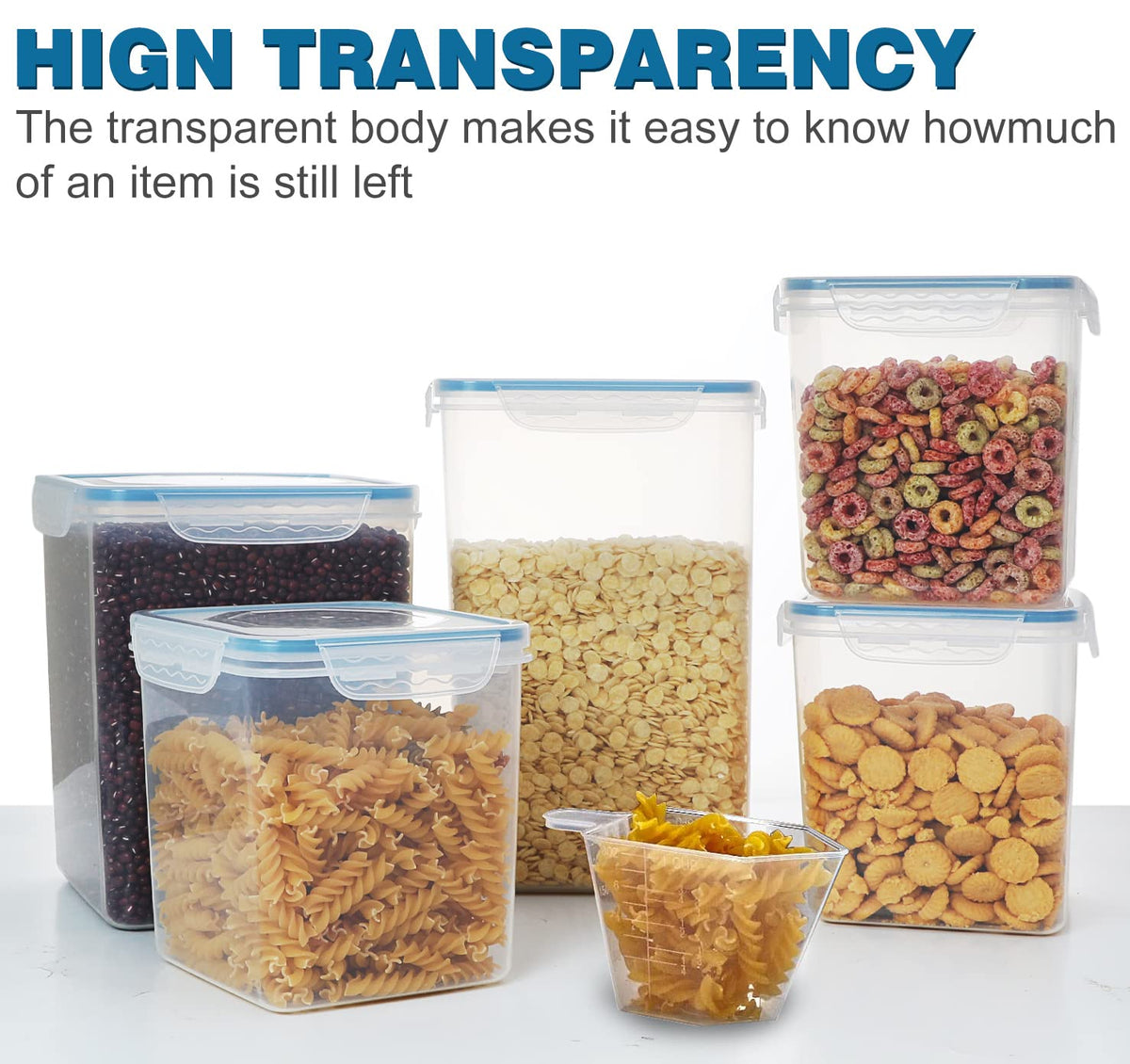 VERONES tall containers with labels helping identify staples quickly