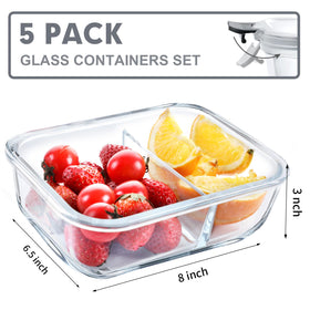 VERONES two-compartment meal prep containers enable portion control during meals.