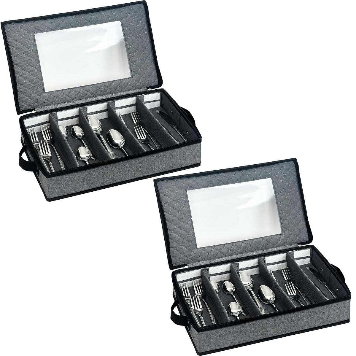 VERONLY 2-pack flatware storage with five compartments for organized dining.