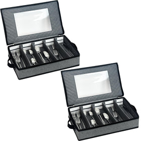 VERONLY 2-pack flatware storage with five compartments for organized dining.