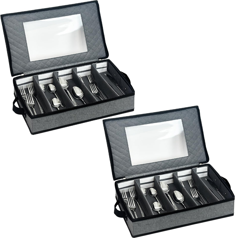 VERONLY 2-pack flatware storage with five compartments for organized dining.