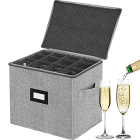 Veronly champagne flute storage box top view shows dividers for organized transport.