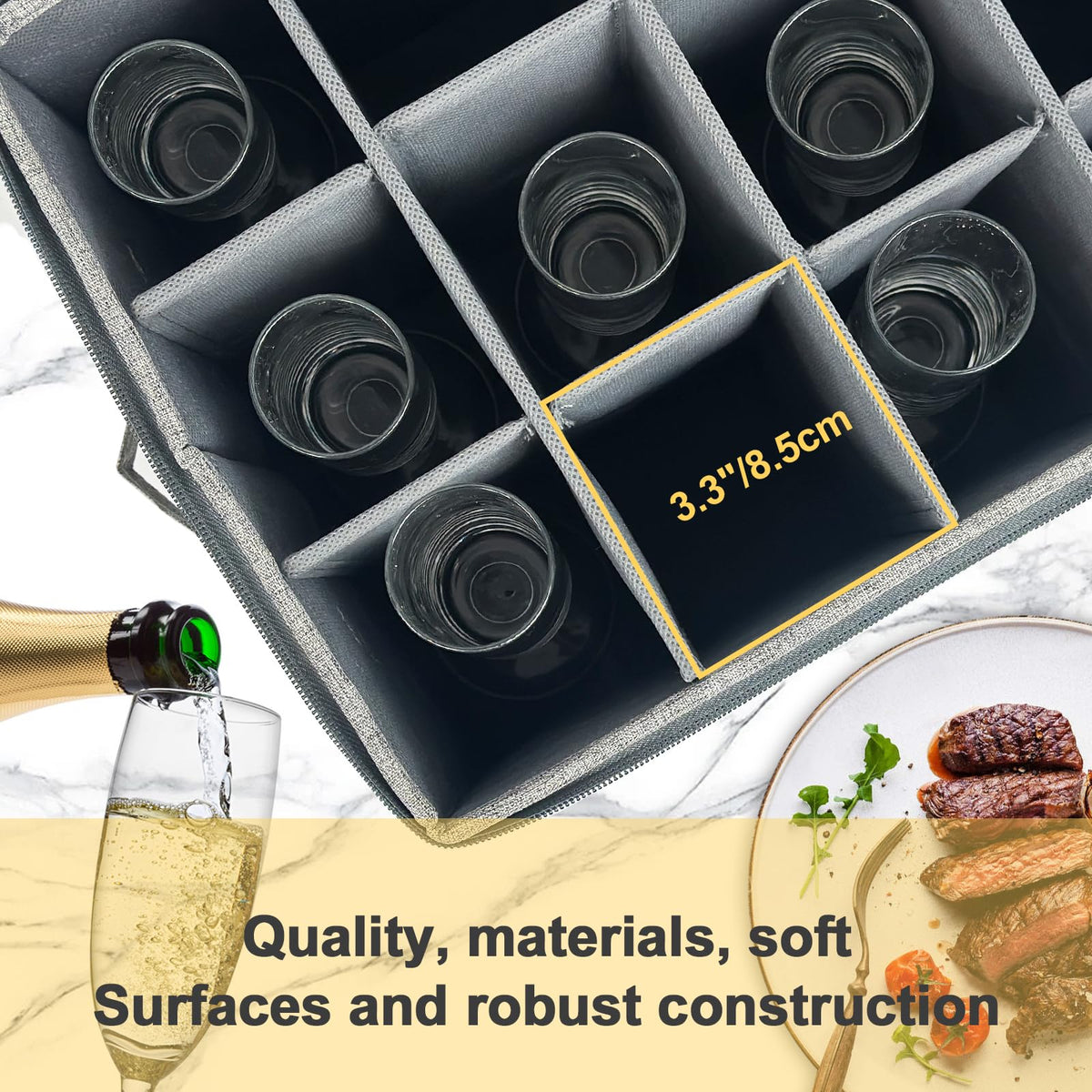 Veronly easy-to-assemble champagne glass storage box for quick setup.