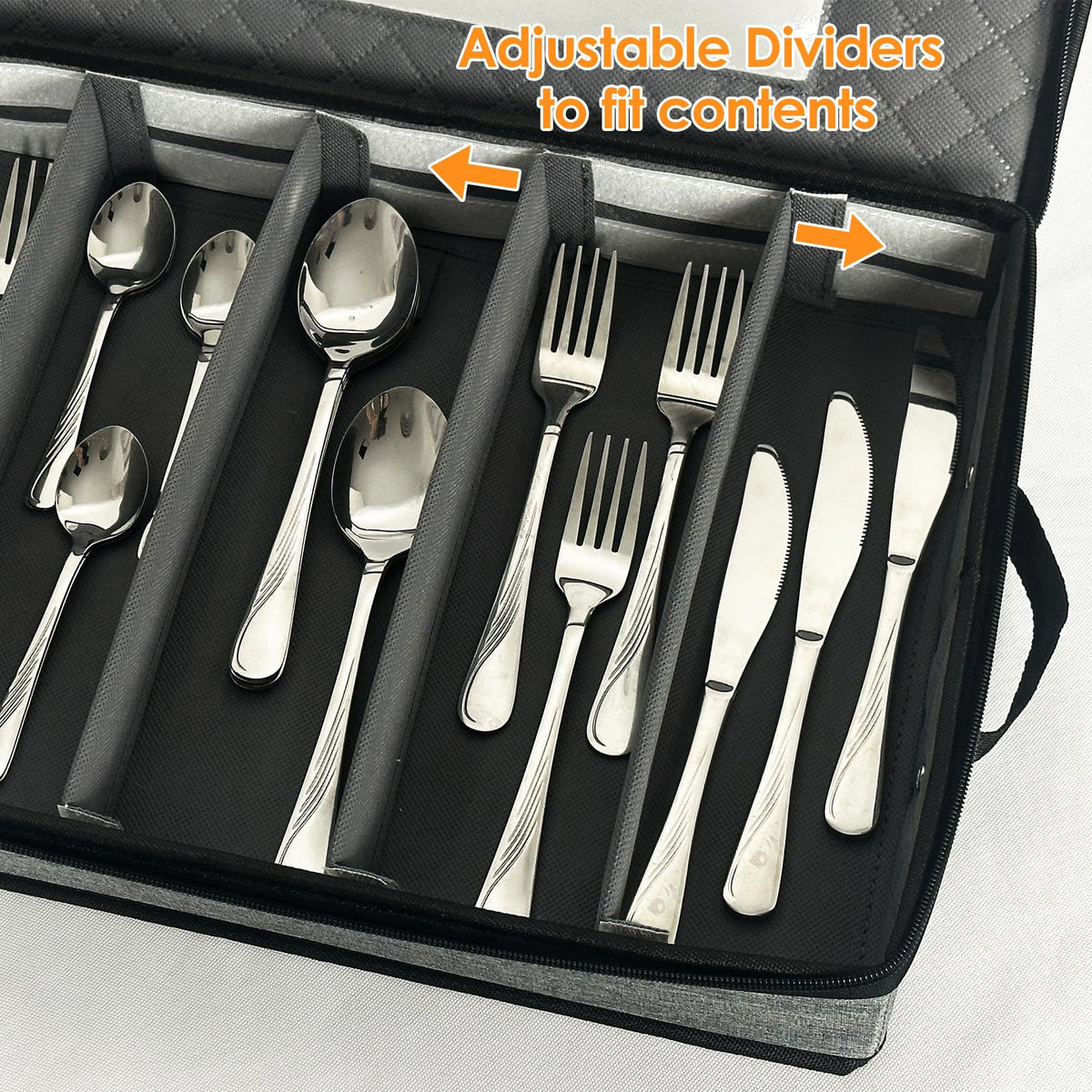 VERONLY flatware storage case features 300D Oxford fabric for durable protection.