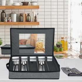 VERONLY flatware storage with sturdy handles for easy transport.