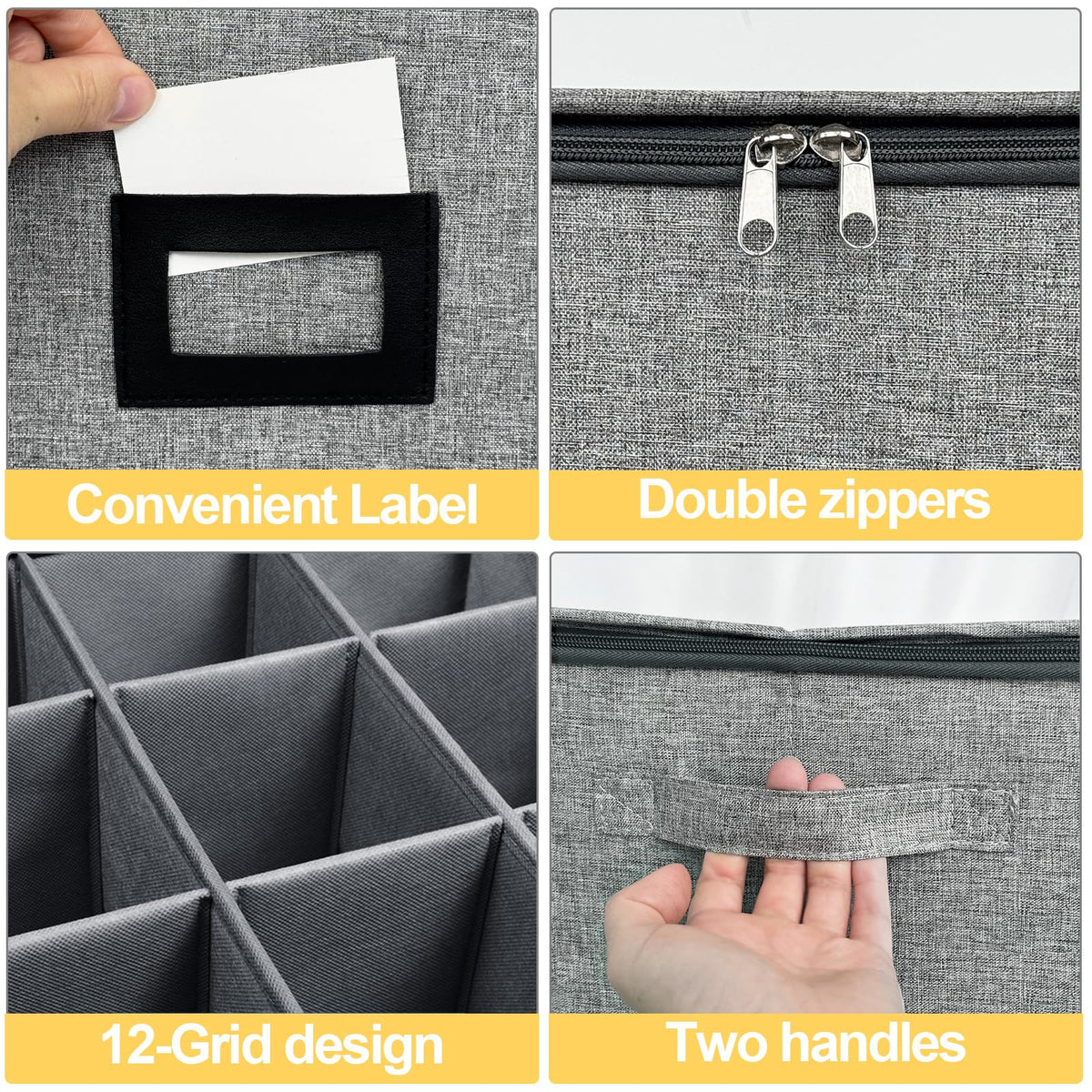 Veronly label holder helps identify contents quickly and neatly.