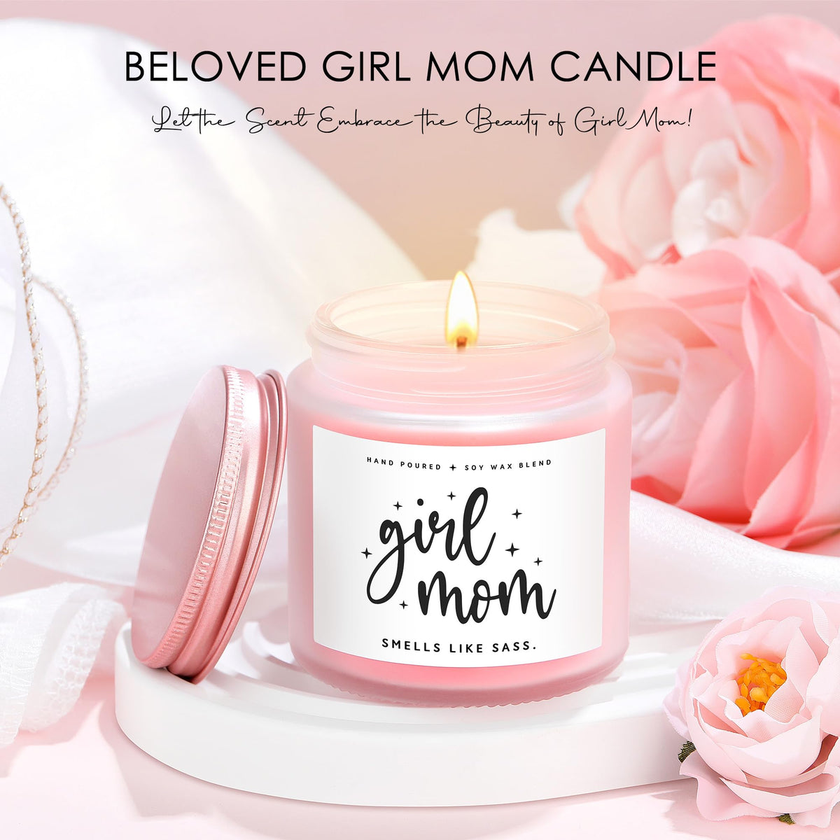 Verouis Girl Mom Gifts floral-scented soy wax candle creates a soothing bath-time atmosphere.