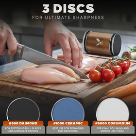 Versa Vibe grit disc kit includes 600, 1000, 6000 grit discs for varied sharpening