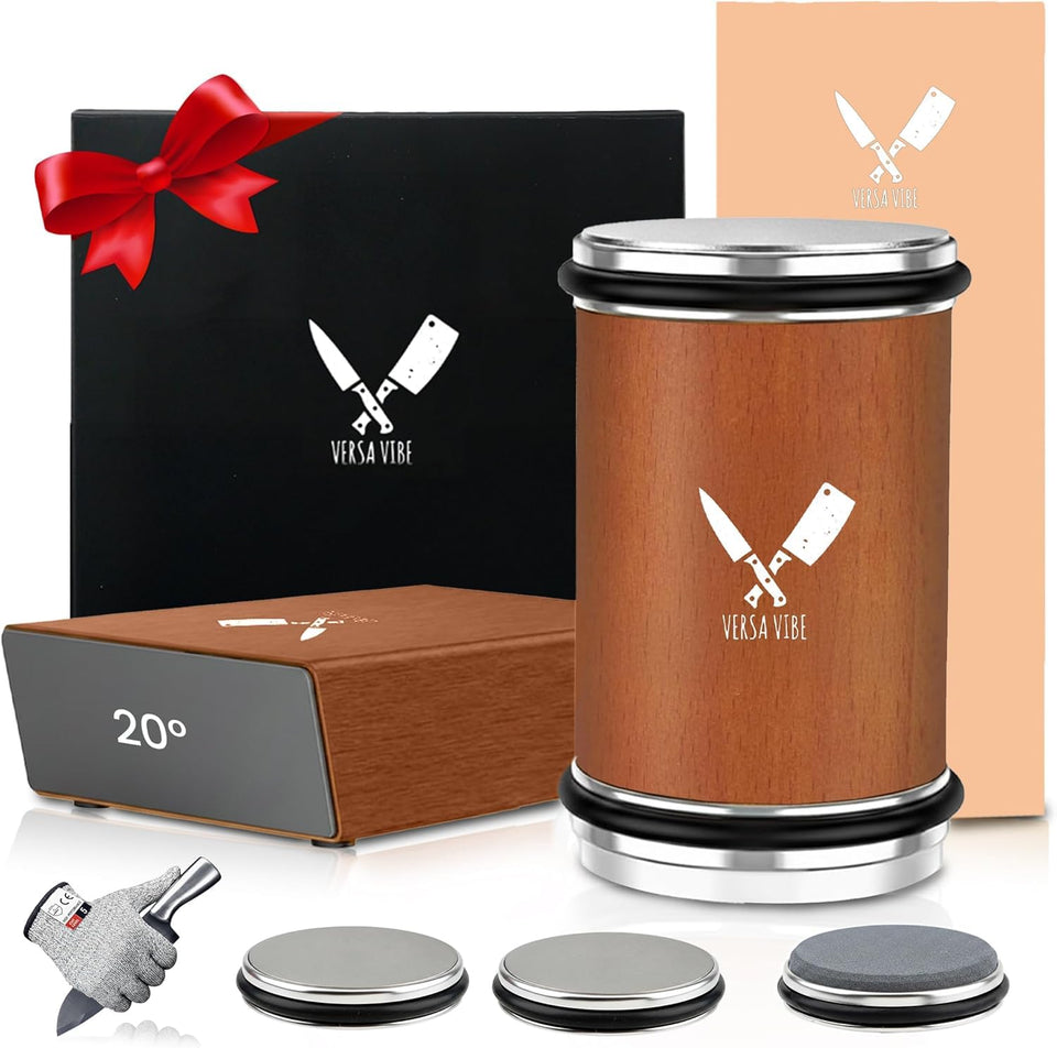 Versa Vibe rolling knife sharpener kit front view for kitchen sharpening