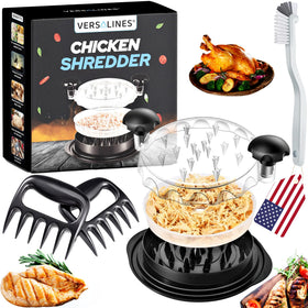 VERSALINES chicken shredder with removable tray for mess-free shredding on the counter