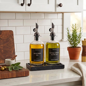 Verspace set of 2 olive oil dispensers in black for organized cooking stations
