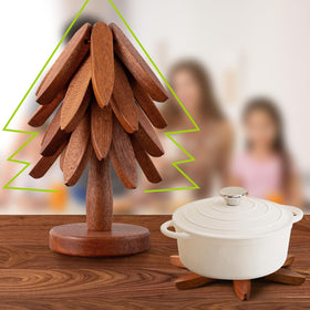 Vertdens tree-shaped coaster set serves pots, bowls, and teapots stylishly.