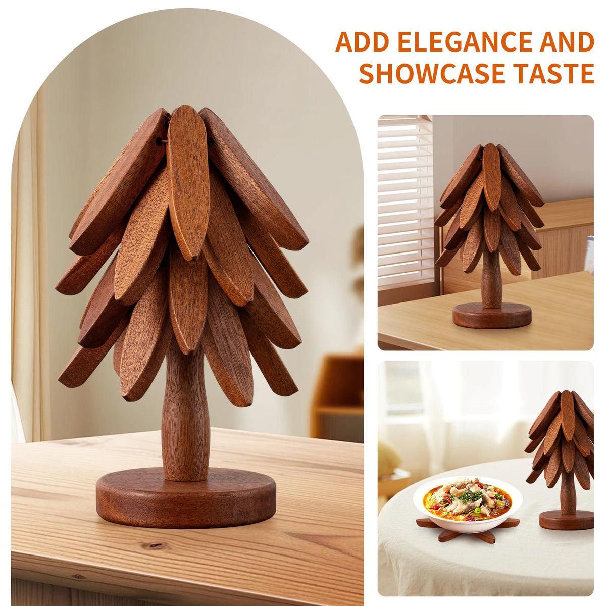 Vertdens tree motif decorative trivet close-up.