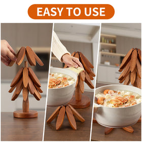 Vertdens walnut wood trivets add natural elegance to kitchen or dining.