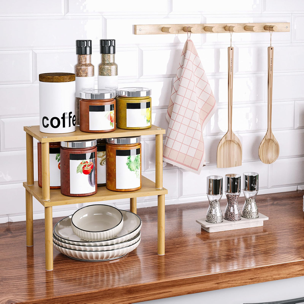 VERTORGAN cabinet organizer shelf crafted from bamboo for durable, natural kitchen storage