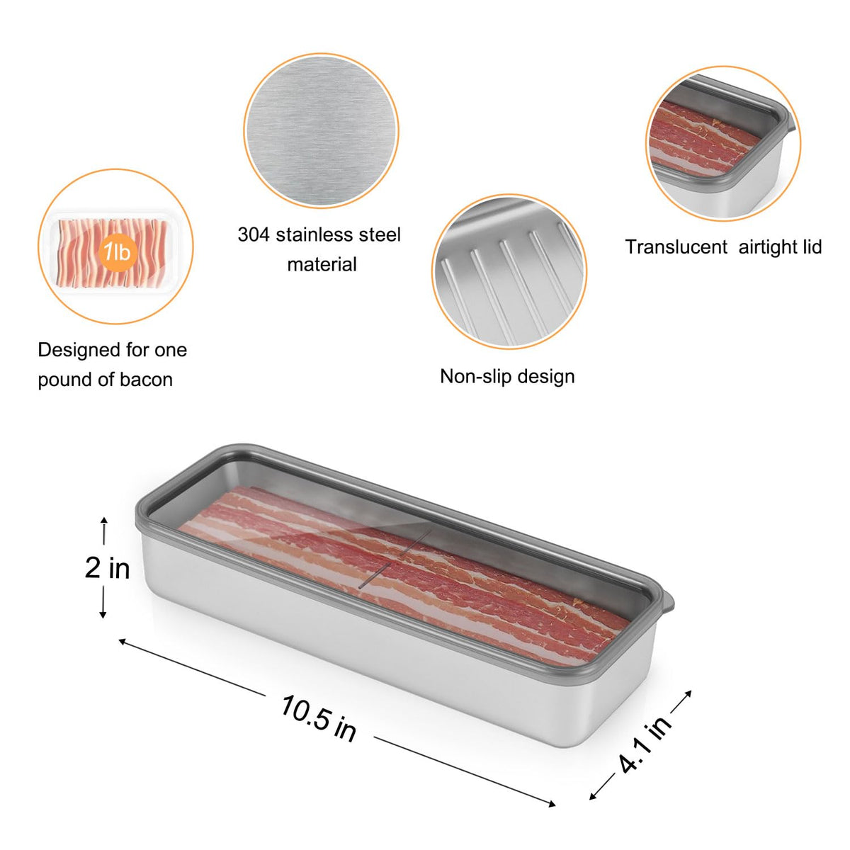 Verveia Bacon Container stores deli meats compactly for organized fridge shelves.
