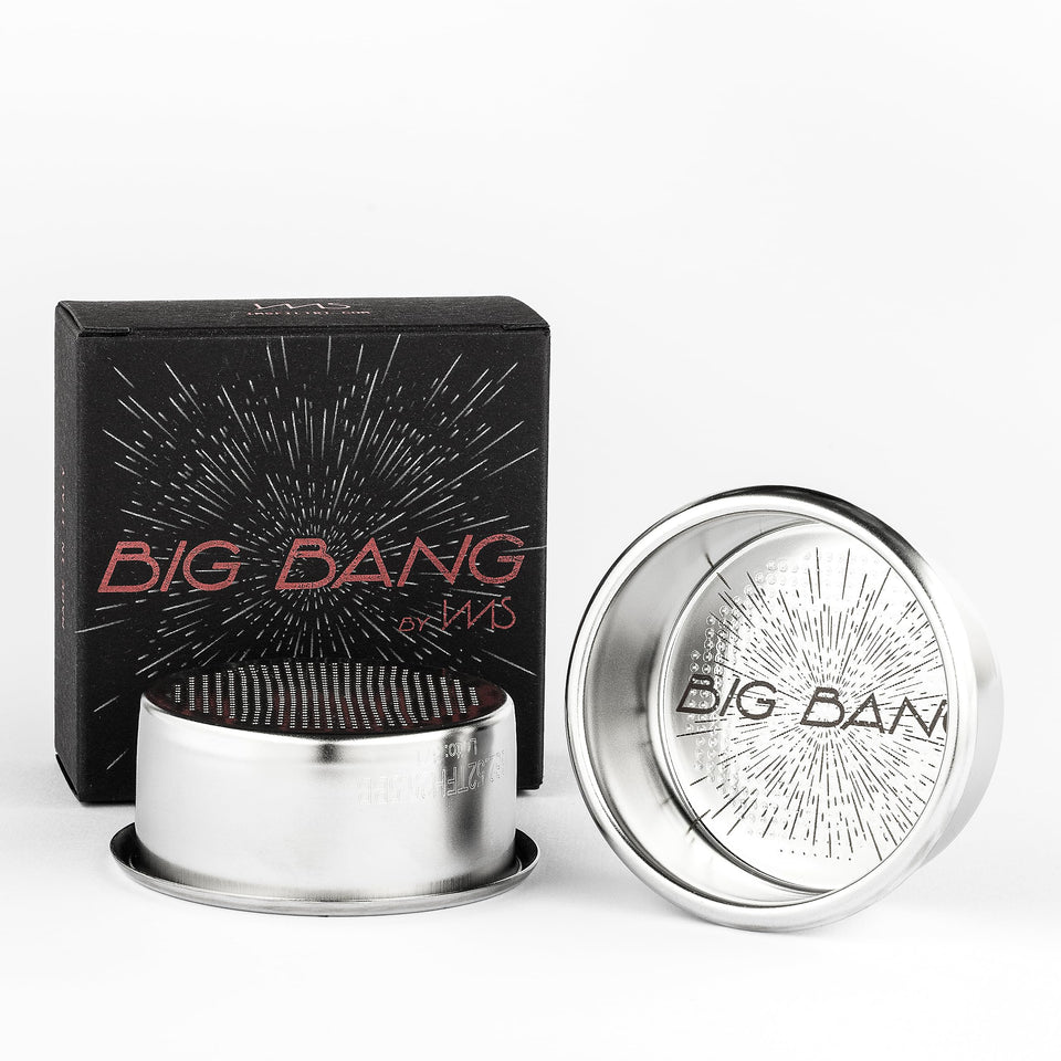 VeryBarista IMS Big Bang center-hole pattern supports even extraction in 58mm portafilters.