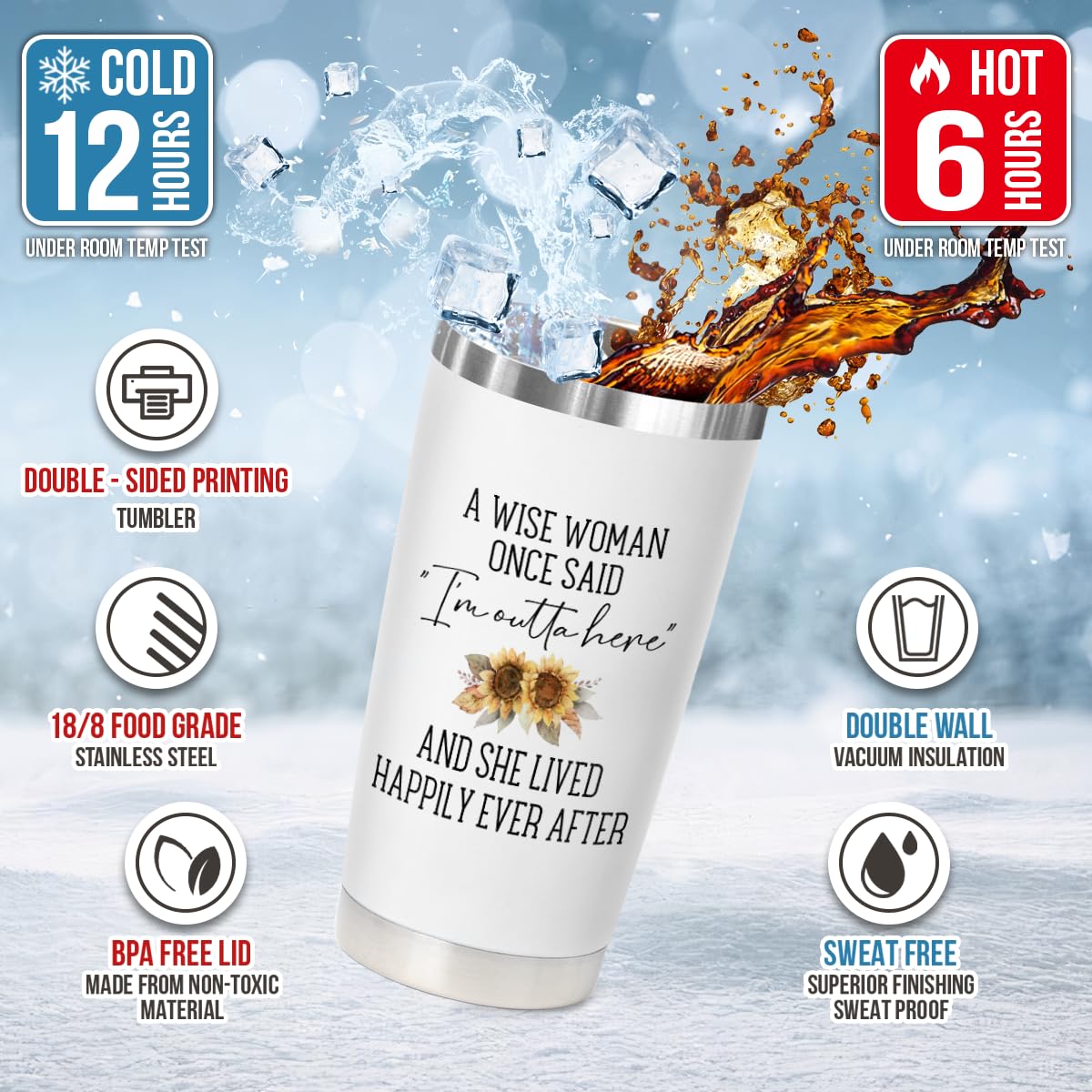 Veryhomy double-wall insulated tumbler minimizes condensation for tidy travel