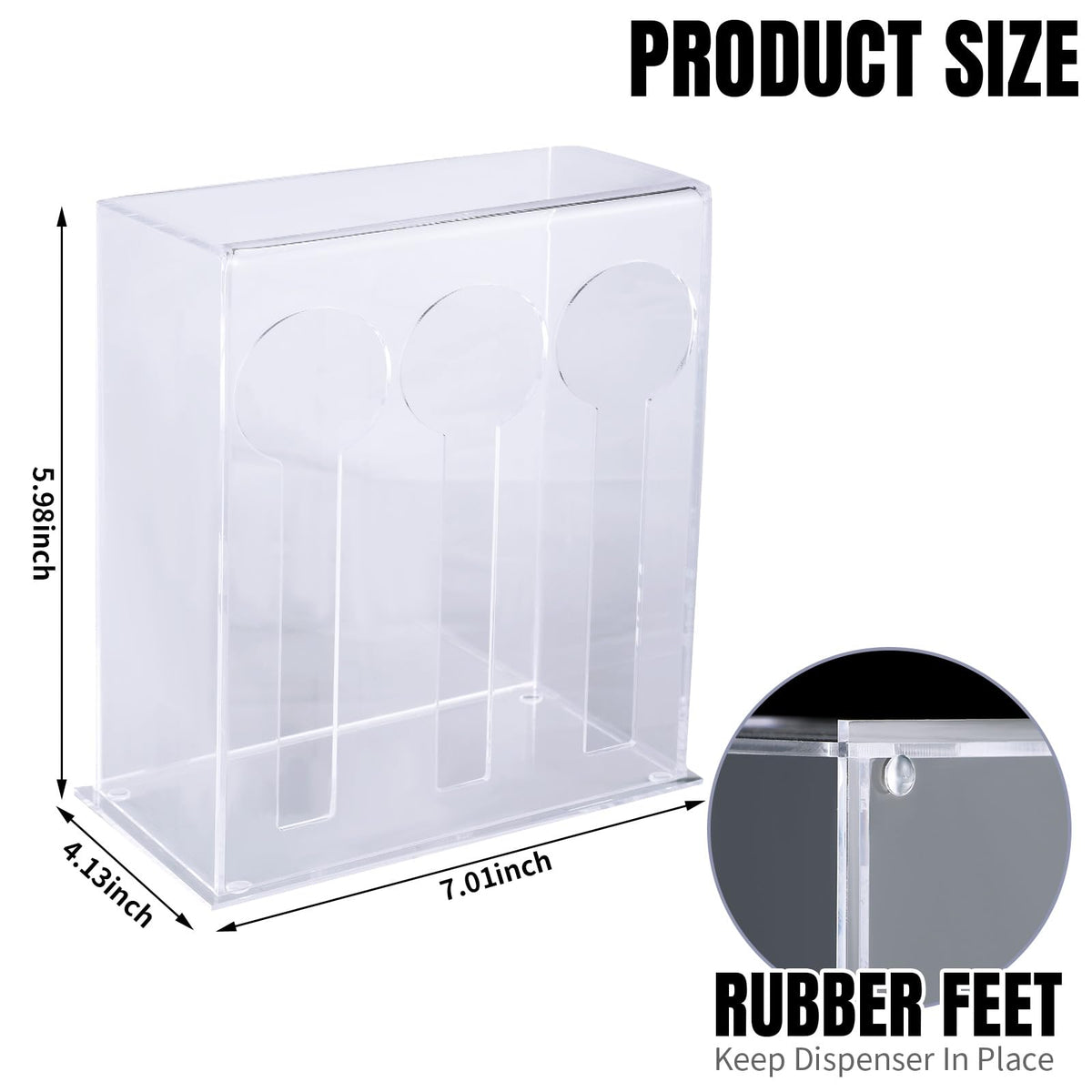 Vesici clear acrylic silverware organizer showing three compartments for spoons, forks, and knives.