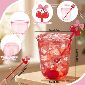 Vesici cherry bow drink stirrers add a playful touch to cocktails and sodas.
