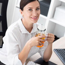 Vesici tumbler features daily quotes offering quick encouragement during busy shifts
