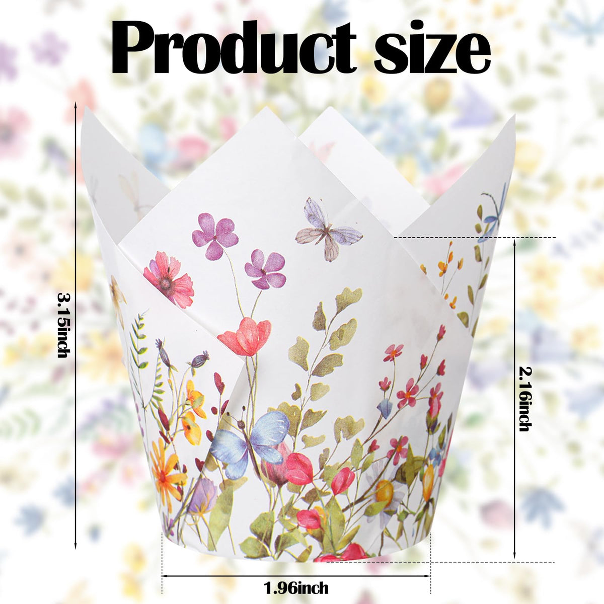 Vesici floral cupcake liners designed for weddings and baby showers with vibrant colors.