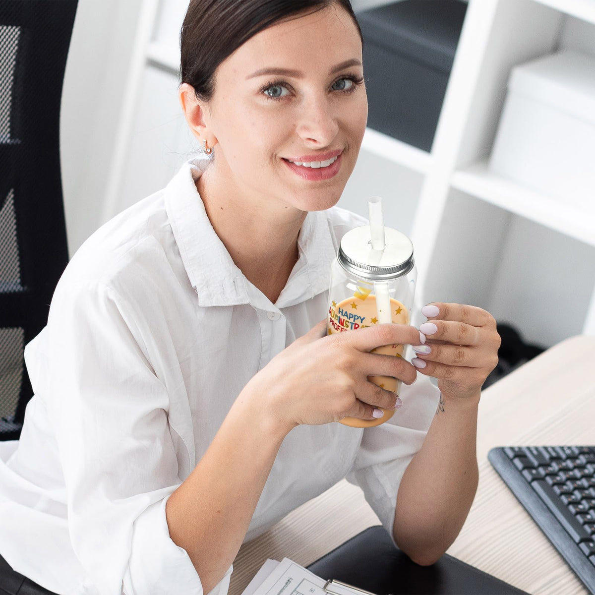 Vesici iced coffee ready tumbler stays cool through busy workdays.