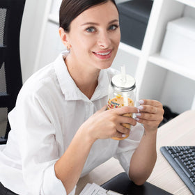 Vesici iced coffee ready tumbler stays cool through busy workdays.