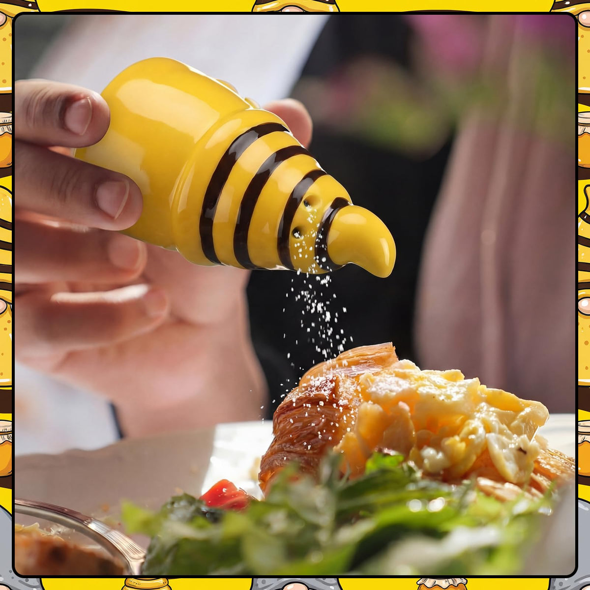 Vesici kitchen tabletop gnome decor doubles as practical spice dispensers.